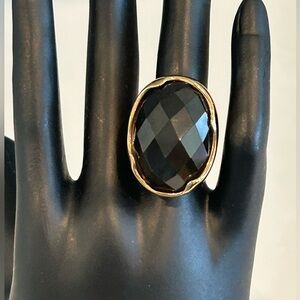Faceted Smokey Quartz Bronze Ring      NWOT